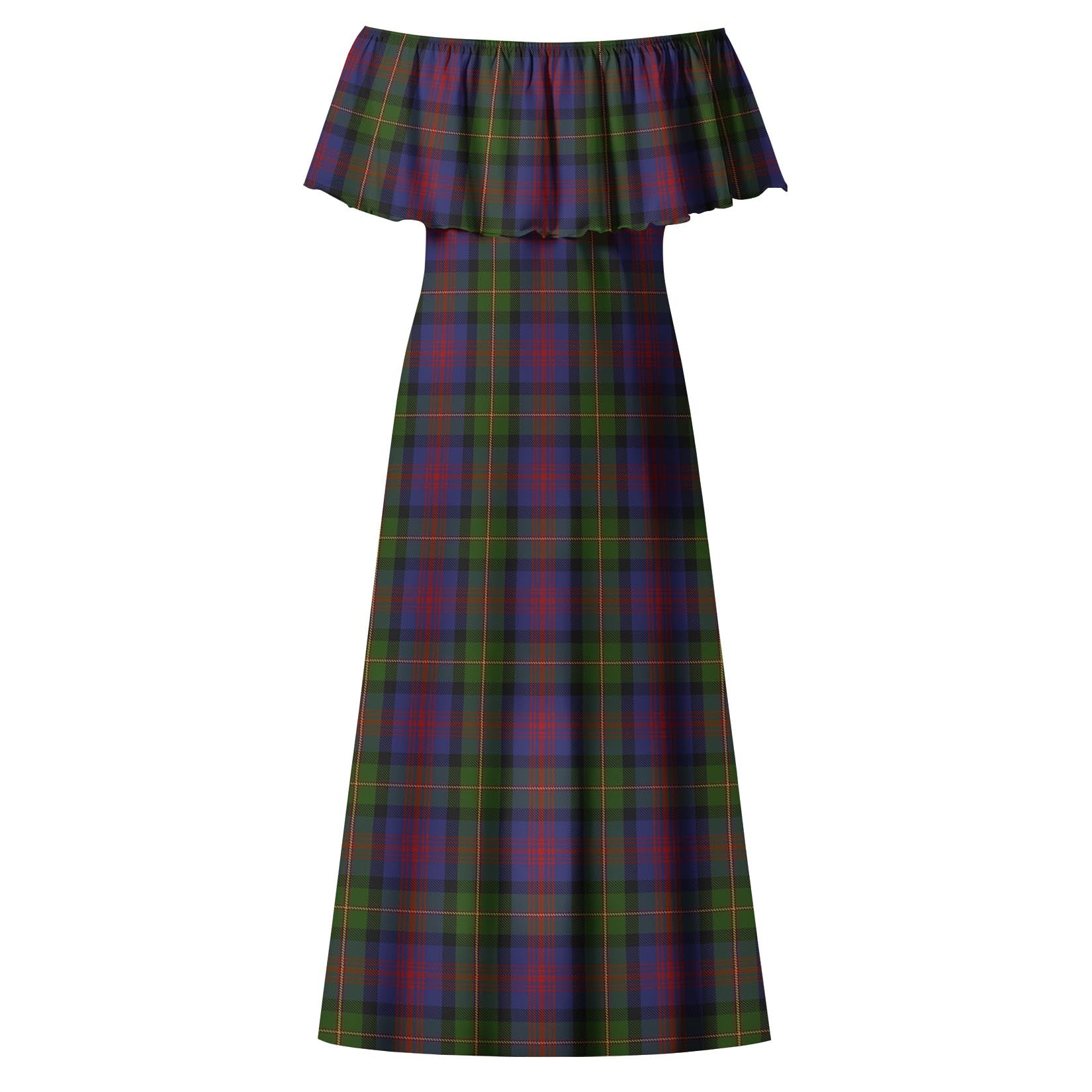 MacLennan Tartan Off Shoulder Long Dress - Tartanvibesclothing