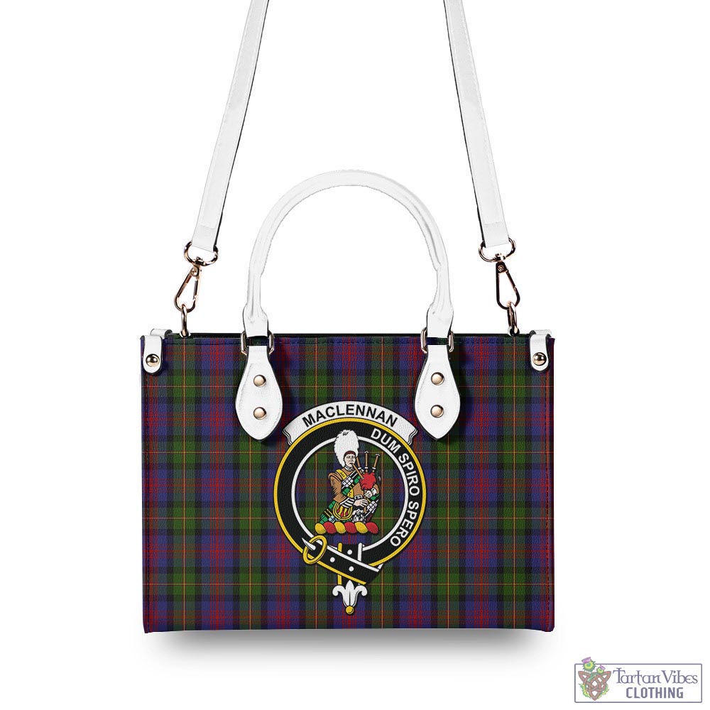 Tartan Vibes Clothing MacLennan Tartan Luxury Leather Handbags with Family Crest