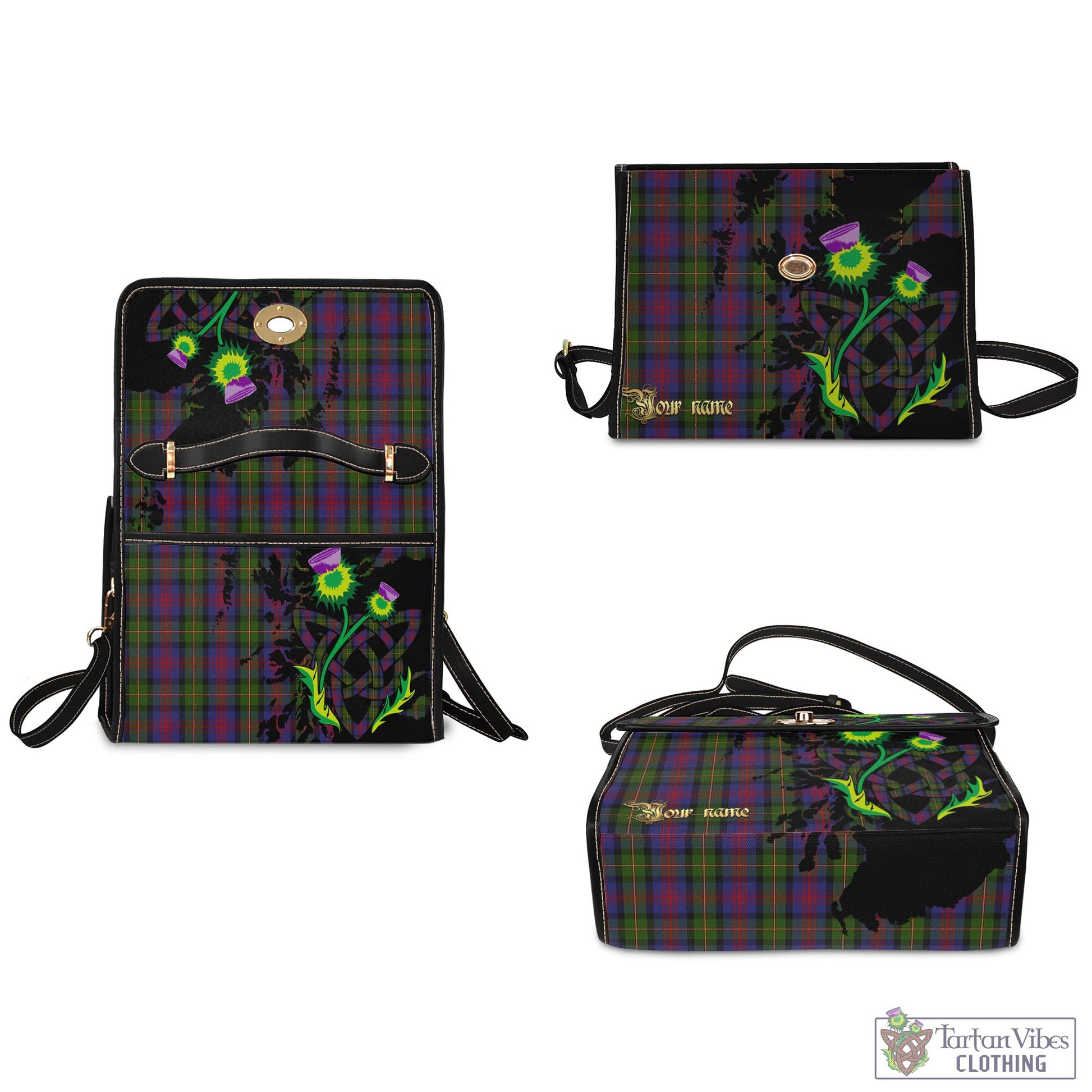 Tartan Vibes Clothing MacLennan Tartan Waterproof Canvas Bag with Scotland Map and Thistle Celtic Accents