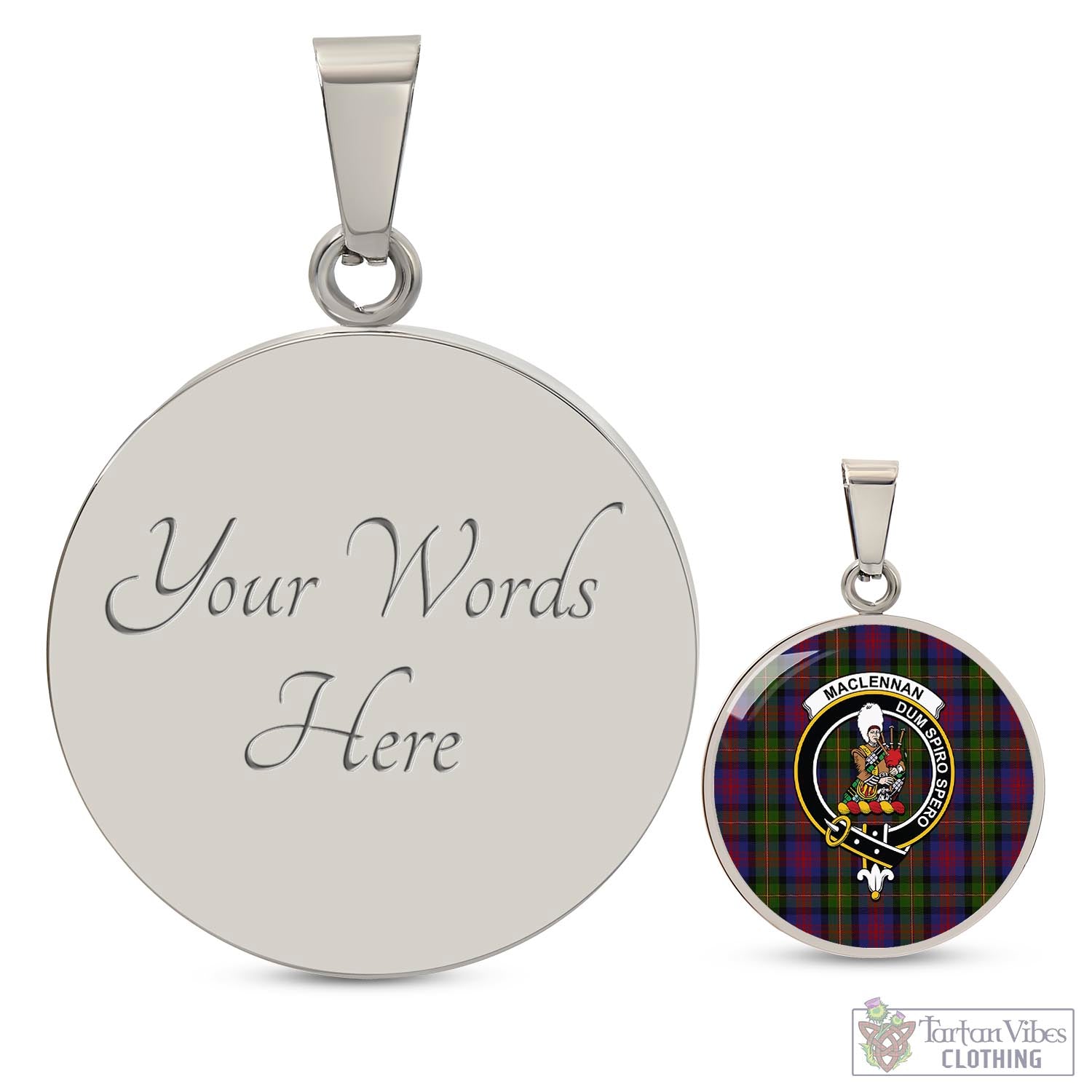 Tartan Vibes Clothing MacLennan Tartan Circle Necklace with Family Crest