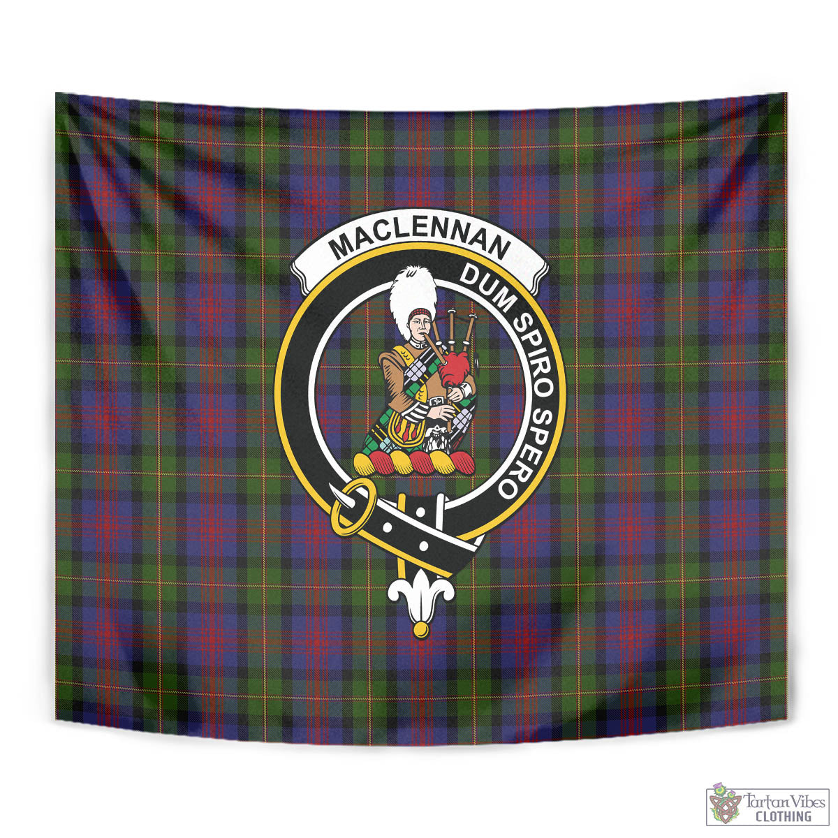 Tartan Vibes Clothing MacLennan Tartan Tapestry Wall Hanging and Home Decor for Room with Family Crest