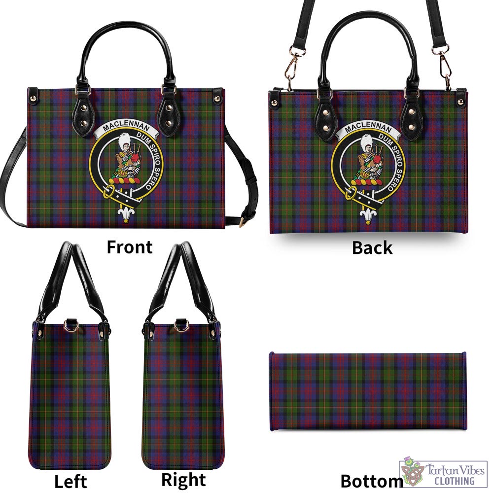 Tartan Vibes Clothing MacLennan Tartan Luxury Leather Handbags with Family Crest