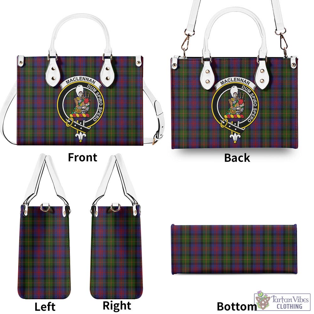 Tartan Vibes Clothing MacLennan Tartan Luxury Leather Handbags with Family Crest