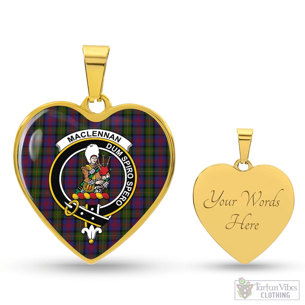 Tartan Vibes Clothing MacLennan Tartan Heart Necklace with Family Crest