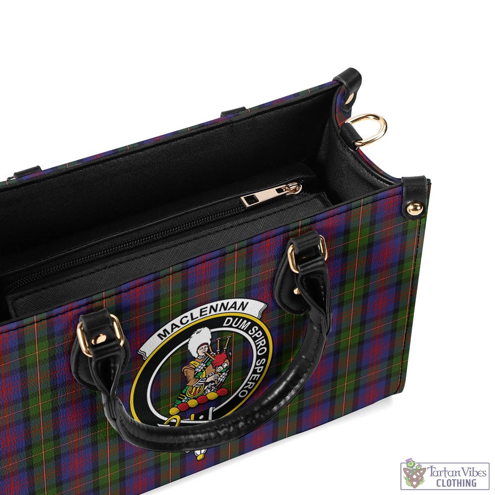 Tartan Vibes Clothing MacLennan Tartan Luxury Leather Handbags with Family Crest