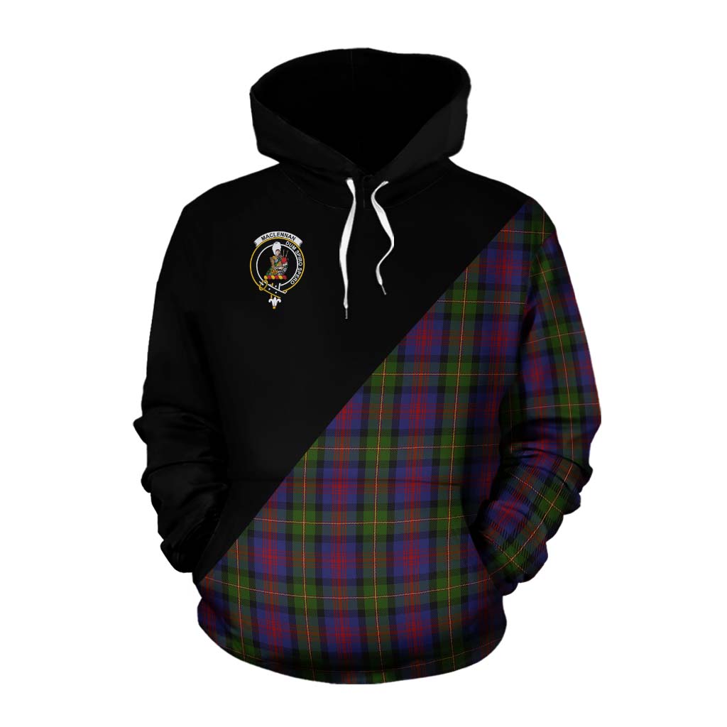 Tartan Vibes Clothing MacLennan (McLennan) Tartan Cotton Hoodie with Family Crest and Military Logo Style