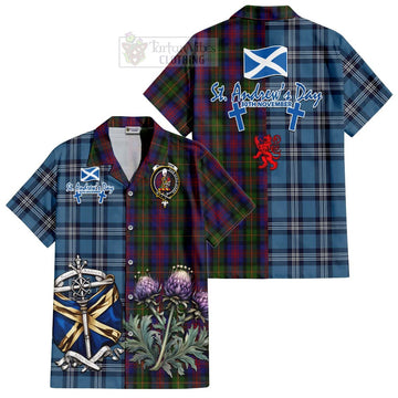 MacLennan (McLennan) Tartan Short Sleeve Button Shirt Happy St. Andrew's Day Half Tartan Style