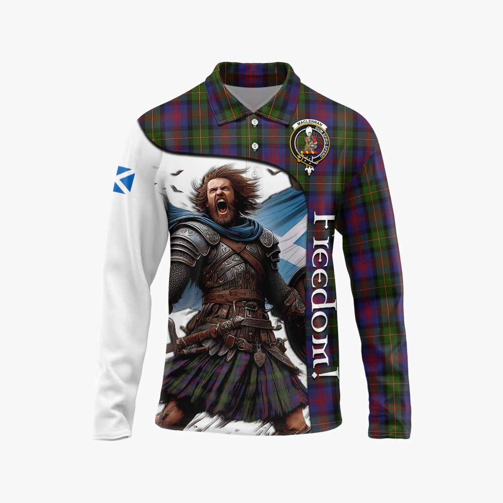 Tartan Vibes Clothing MacLennan (McLennan) Crest Tartan Long Sleeve Polo Shirt Inspired by the Freedom of Scottish Warrior