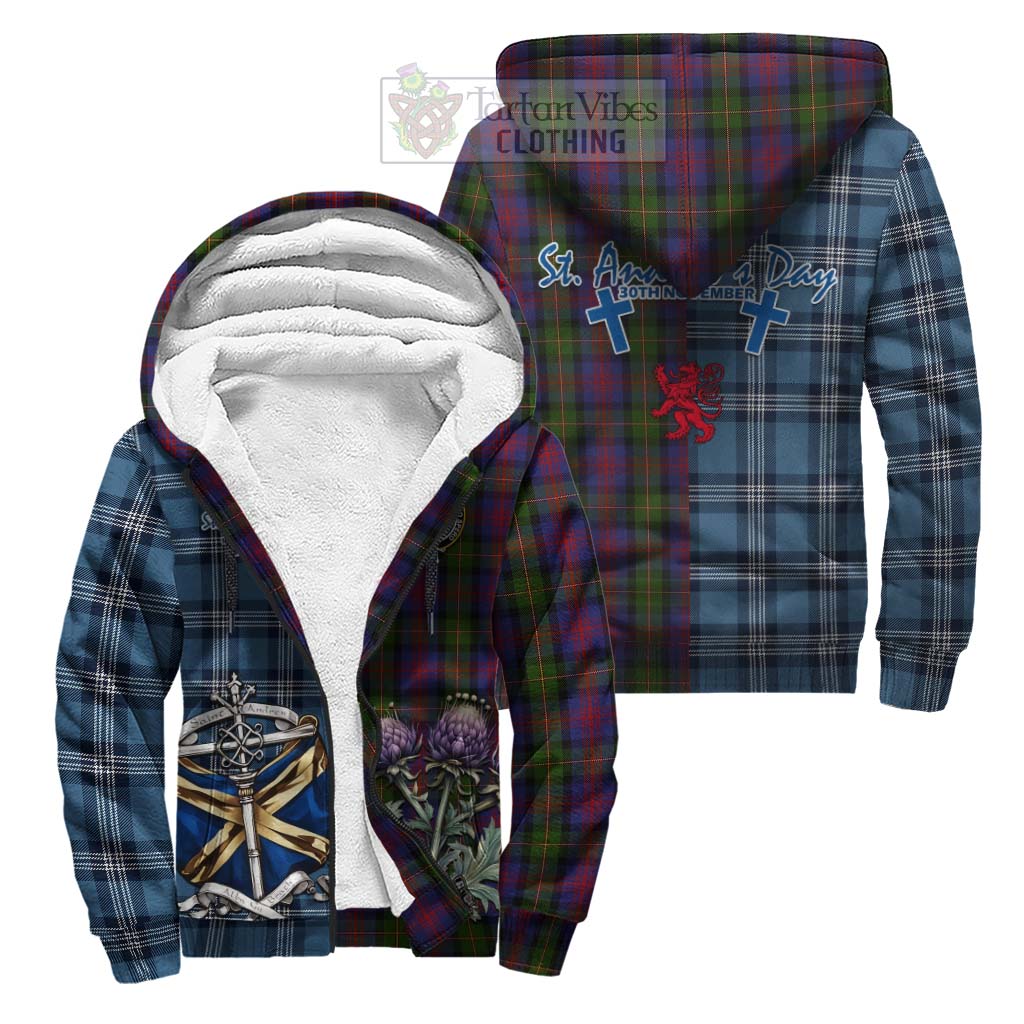 Tartan Vibes Clothing MacLennan (McLennan) Tartan Sherpa Hoodie Happy St. Andrew's Day Half Tartan Style