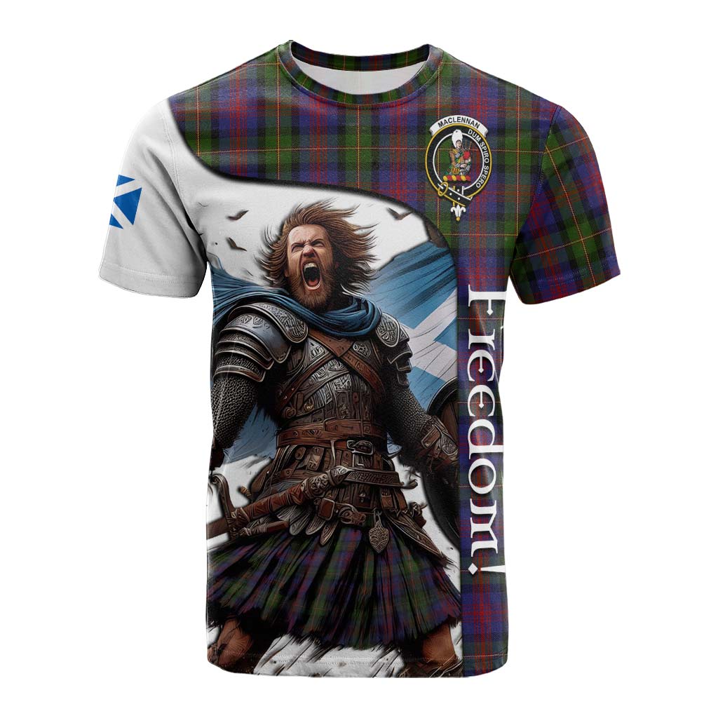 Tartan Vibes Clothing MacLennan (McLennan) Crest Tartan Cotton T-shirt Inspired by the Freedom of Scottish Warrior