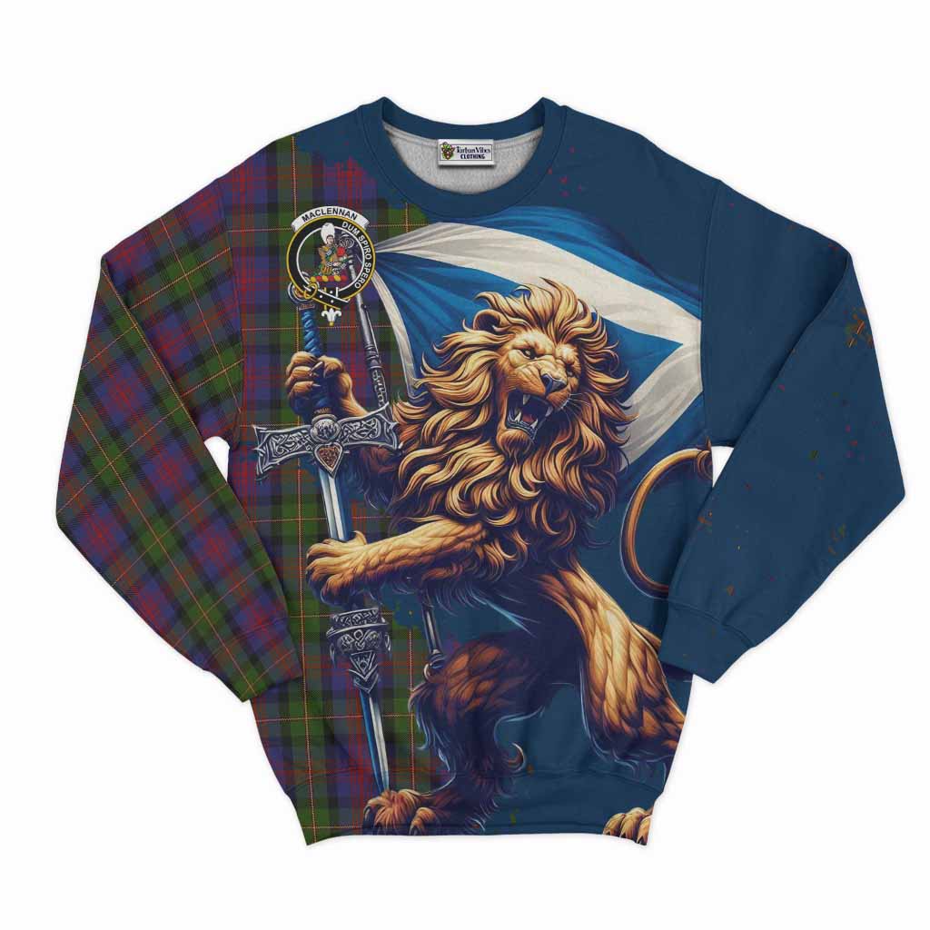 Tartan Vibes Clothing MacLennan (McLennan) Tartan Family Crest Sweatshirt with Scottish Majestic Lion