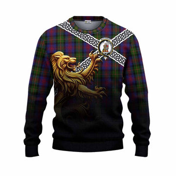 MacLennan (McLennan) Crest Tartan Knitted Sweater with Golden Lion Emblem Celtic Style Unisex - Tartan Vibes Clothing