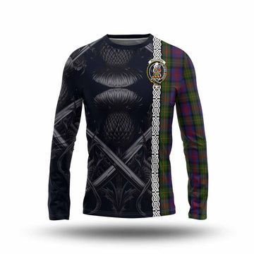 MacLennan (McLennan) Tartan Long Sleeve T-Shirt with Family Crest Cross Sword Thistle Celtic Vibes