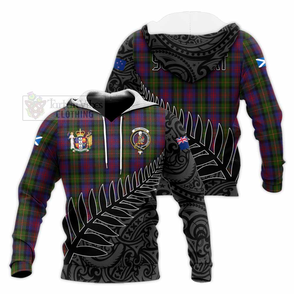 Tartan Vibes Clothing MacLennan (McLennan) Crest Tartan Knitted Hoodie with New Zealand Silver Fern Half Style