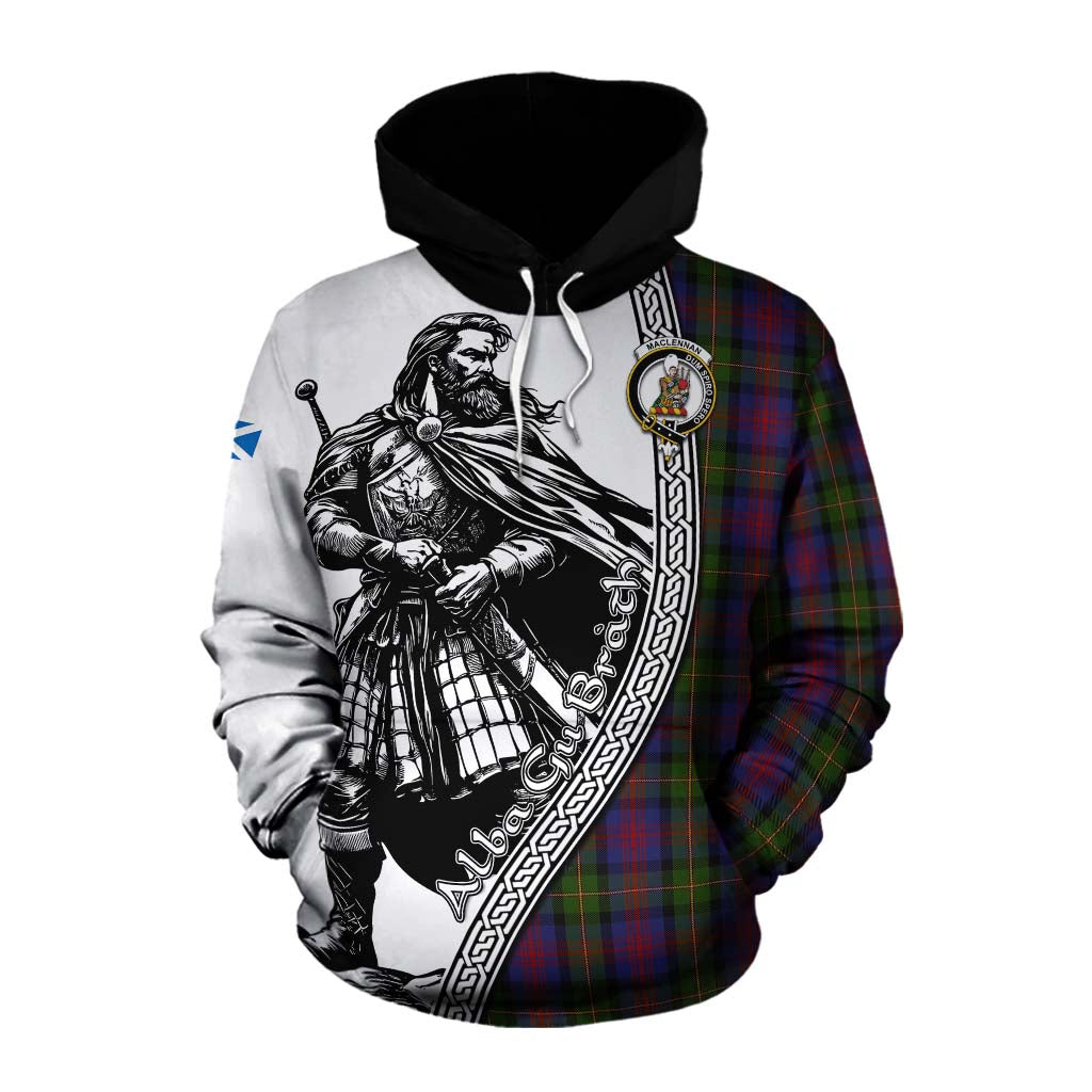 Tartan Vibes Clothing MacLennan (McLennan) Tartan Clan Crest Cotton Hoodie with Highlander Warrior Celtic Style