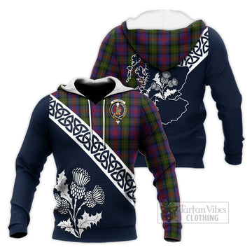 MacLennan (McLennan) Tartan Knitted Hoodie Featuring Thistle and Scotland Map