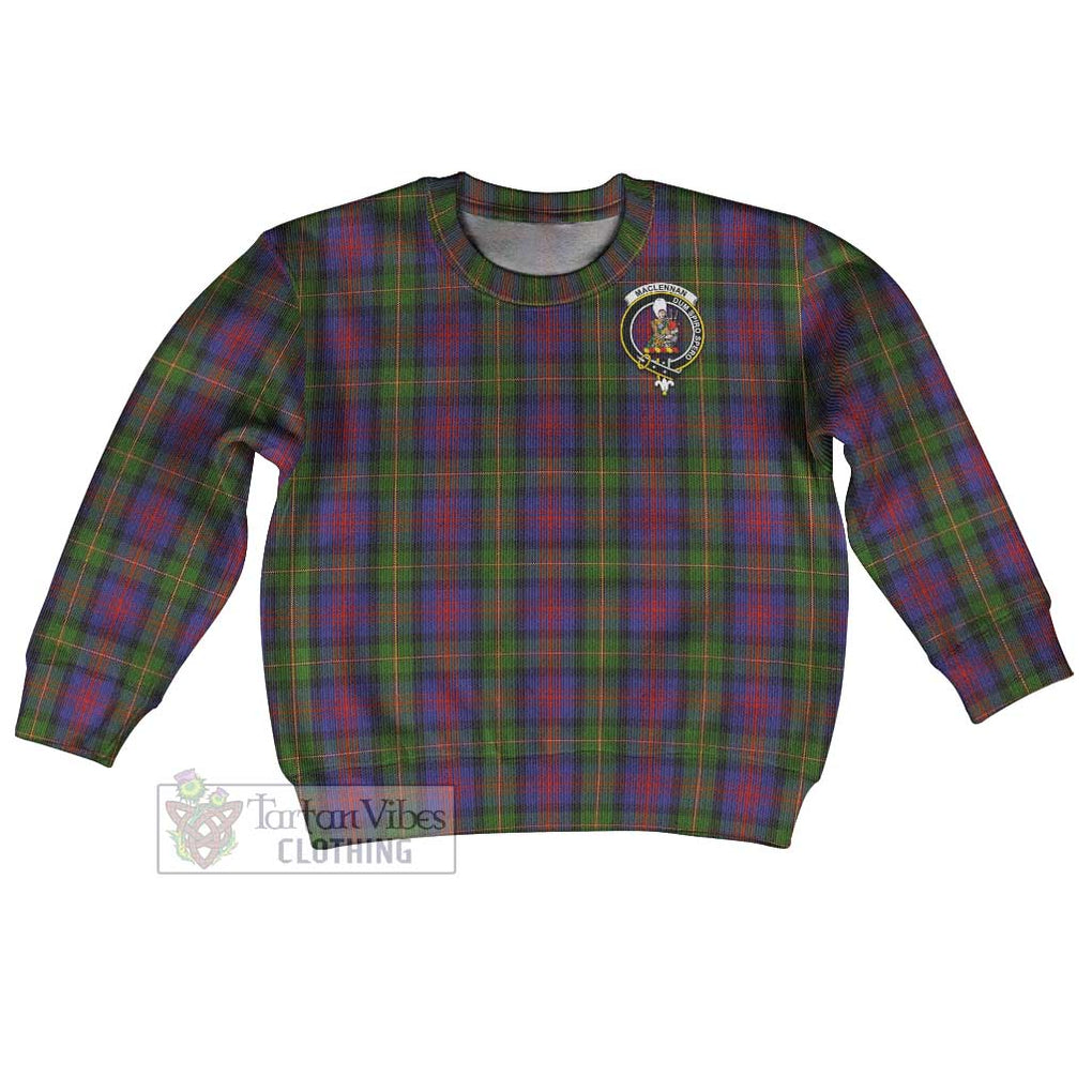 Tartan Vibes Clothing MacLennan (McLennan) Tartan Kid Ugly Sweater with Family Crest