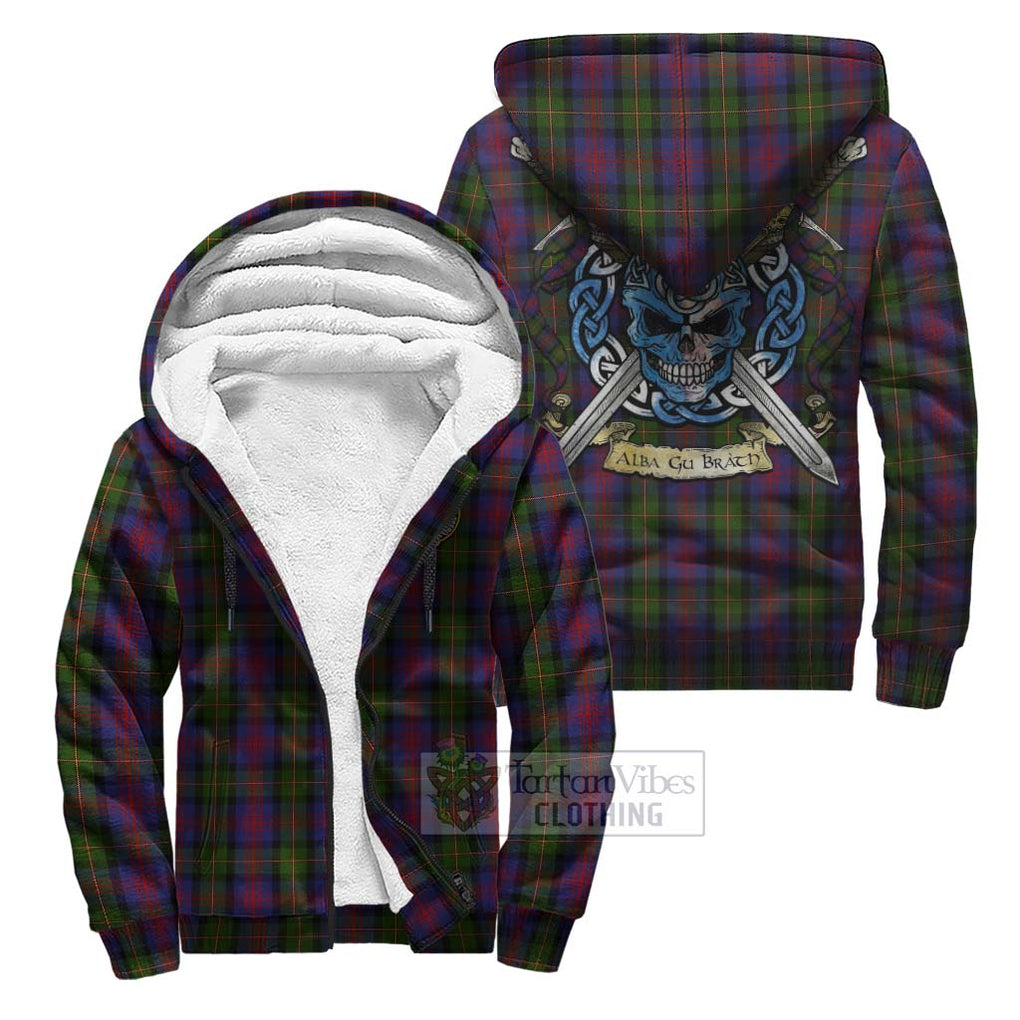 Tartan Vibes Clothing MacLennan (McLennan) Tartan Sherpa Hoodie with Family Crest Celtic Skull Style