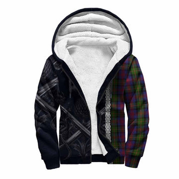 MacLennan (McLennan) Tartan Sherpa Hoodie with Family Crest Cross Sword Thistle Celtic Vibes