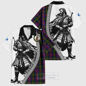 MacLennan (McLennan) Tartan Clan Crest Short Sleeve Button Shirt with Highlander Warrior Celtic Style