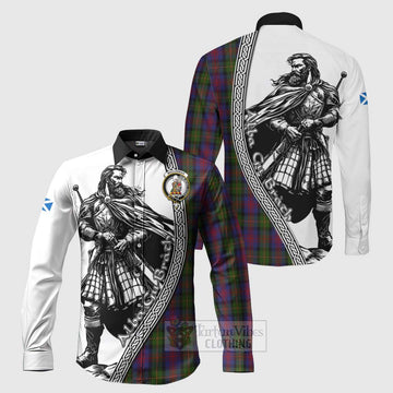 MacLennan (McLennan) Tartan Clan Crest Long Sleeve Button Shirt with Highlander Warrior Celtic Style