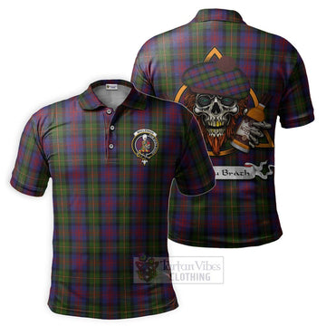 MacLennan (McLennan) Tartan Polo Shirt with Family Crest and Bearded Skull Holding Bottles of Whiskey