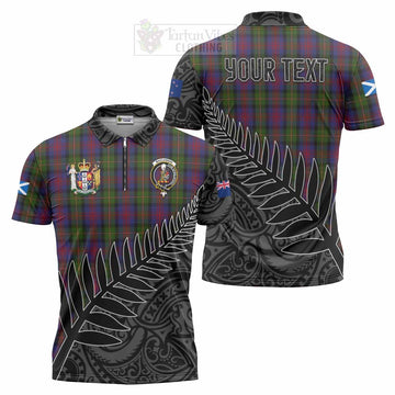 MacLennan (McLennan) Crest Tartan Zipper Polo Shirt with New Zealand Silver Fern Half Style