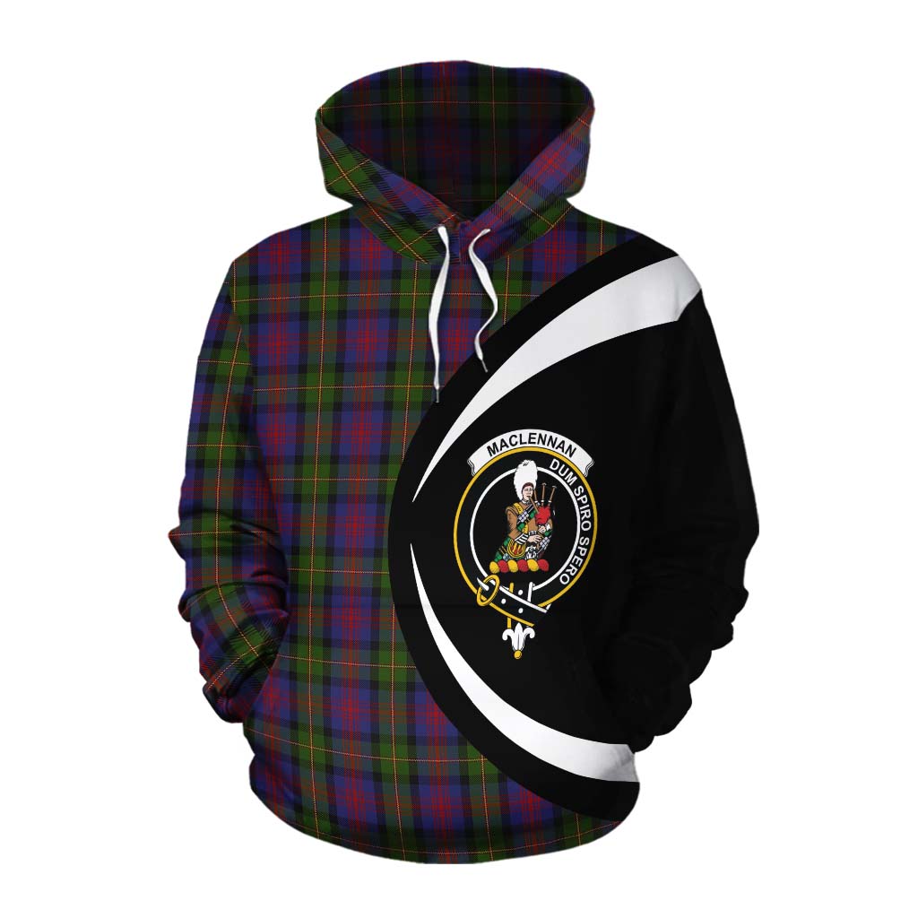 Tartan Vibes Clothing MacLennan (McLennan) Tartan Cotton Hoodie with Family Crest Circle Style