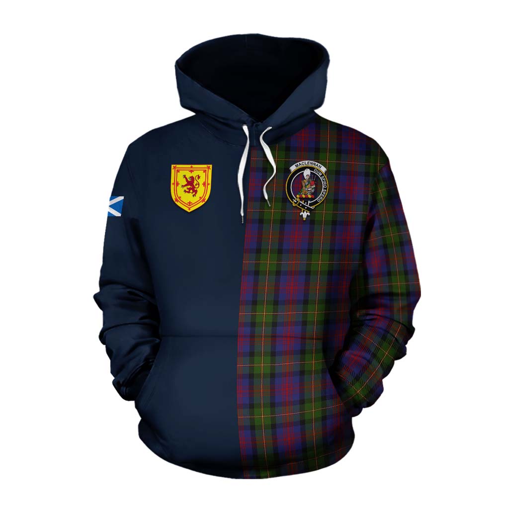 Tartan Vibes Clothing MacLennan (McLennan) Tartan Cotton Hoodie Alba with Scottish Lion Royal Arm Half Style