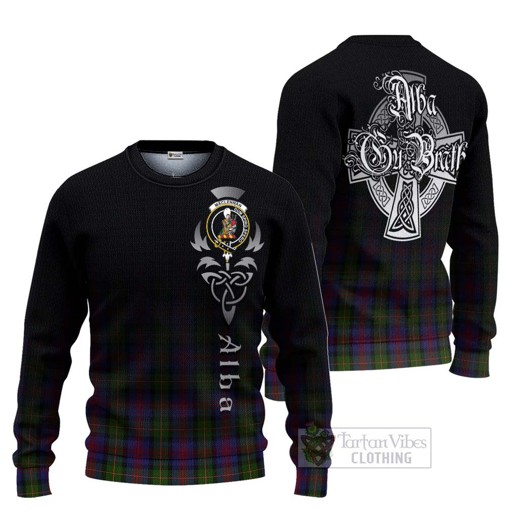 Tartan Vibes Clothing MacLennan (McLennan) Tartan Knitted Sweater Featuring Alba Gu Brath Family Crest Celtic Inspired