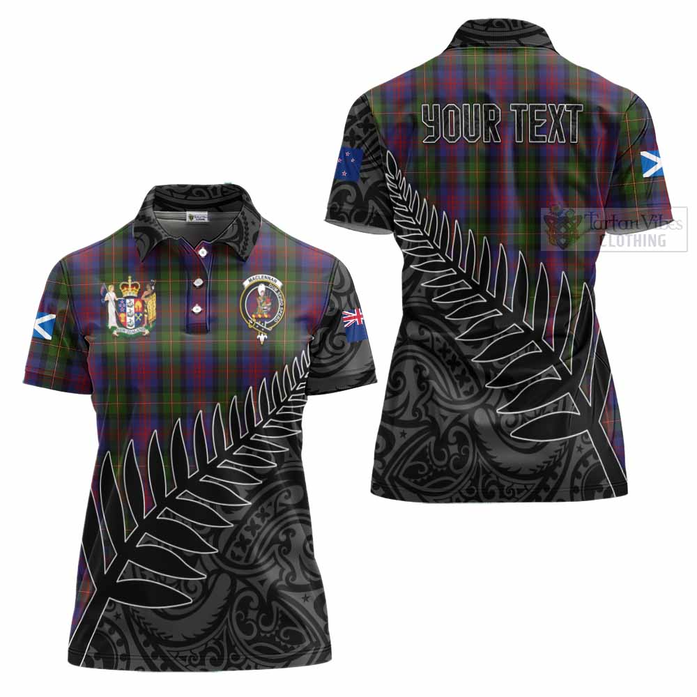 Tartan Vibes Clothing MacLennan (McLennan) Crest Tartan Women's Polo Shirt with New Zealand Silver Fern Half Style