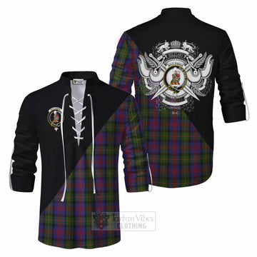 MacLennan (McLennan) Tartan Ghillie Kilt Shirt with Family Crest and Military Logo Style