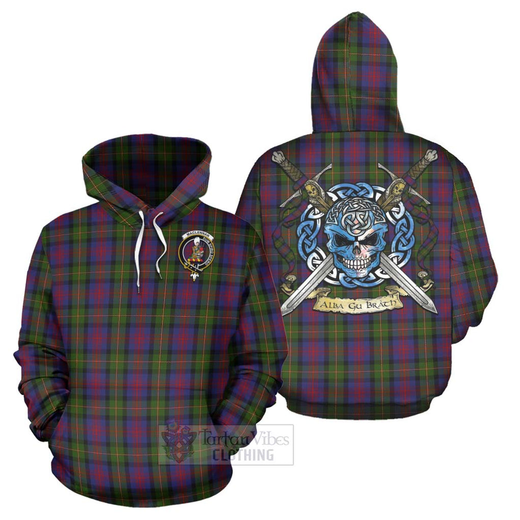 Tartan Vibes Clothing MacLennan (McLennan) Tartan Hoodie with Family Crest Celtic Skull Style