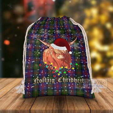 MacLennan (McLennan) Tartan Christmas Santa's Bag with Twinkle Highland Cattle