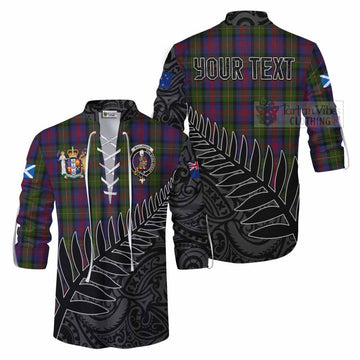 MacLennan (McLennan) Crest Tartan Ghillie Kilt Shirt with New Zealand Silver Fern Half Style