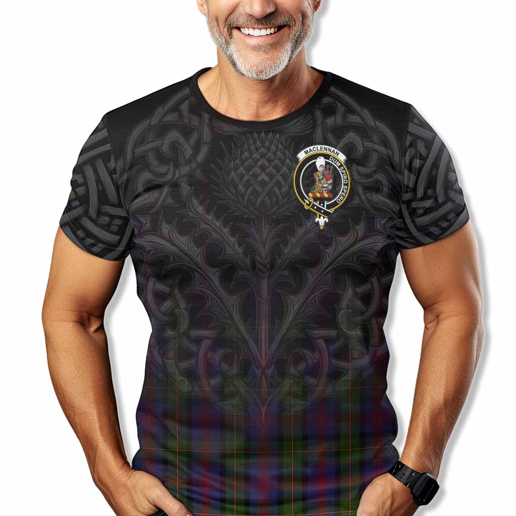 Tartan Vibes Clothing MacLennan (McLennan) Tartan T-Shirt with Family Crest Celtic Thistle Vibes