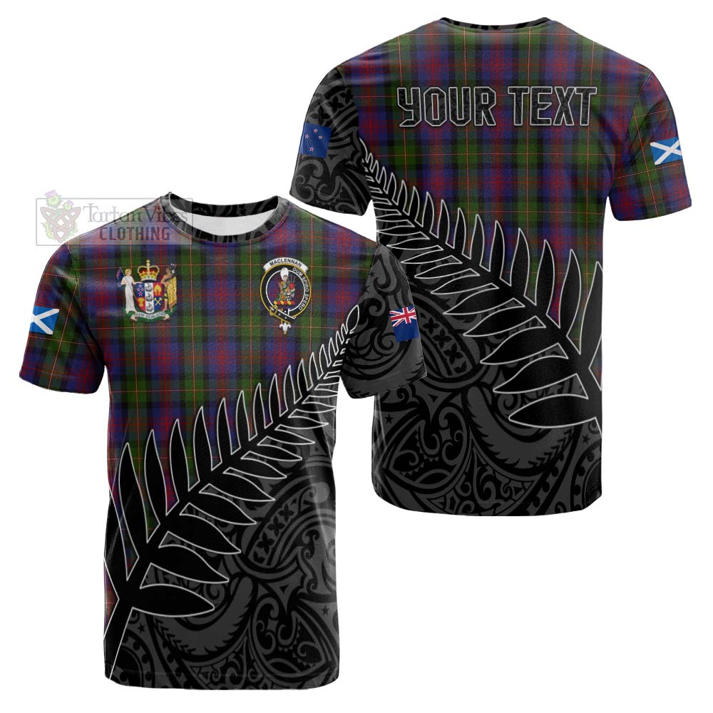 Tartan Vibes Clothing MacLennan (McLennan) Crest Tartan Cotton T-shirt with New Zealand Silver Fern Half Style