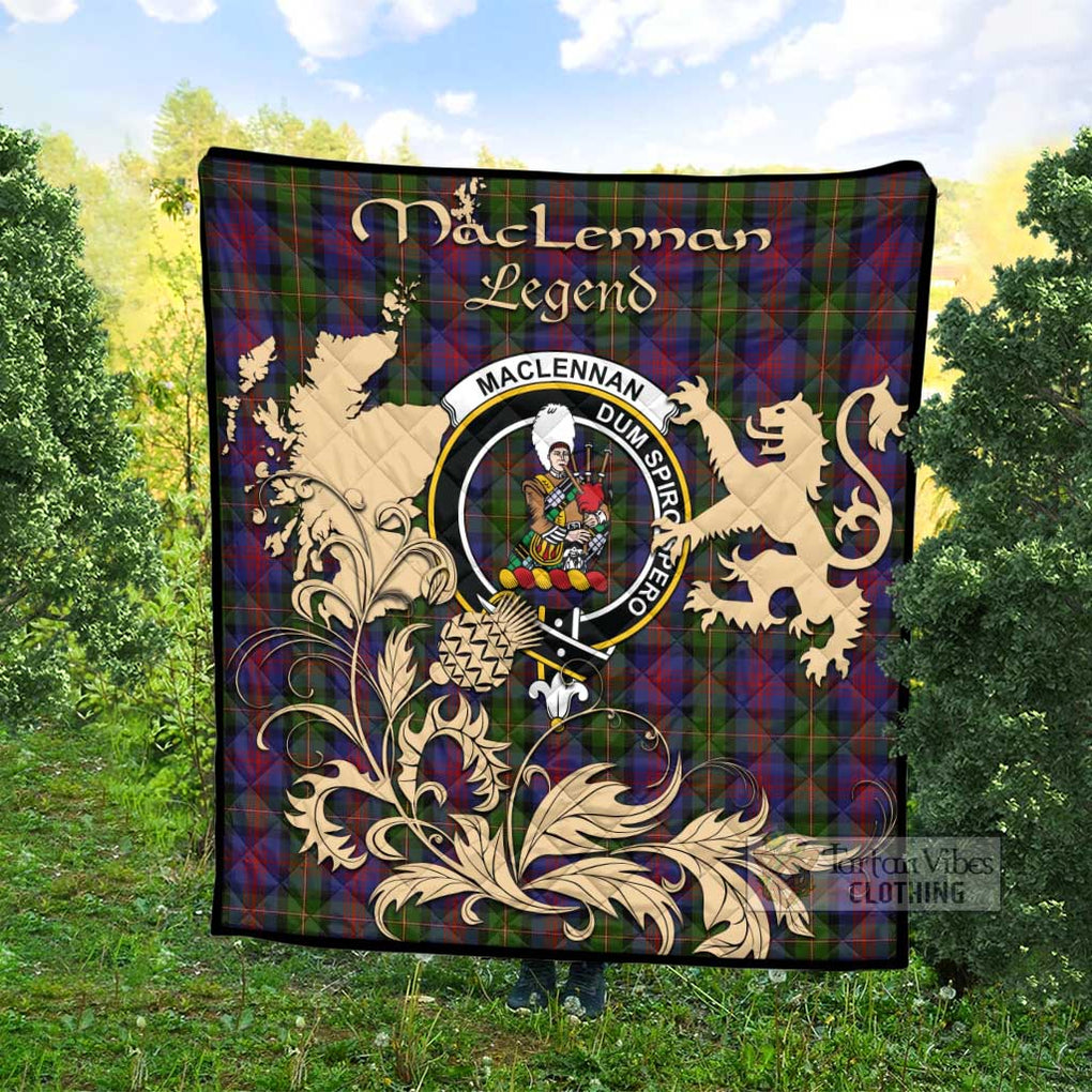 Tartan Vibes Clothing MacLennan (McLennan) Tartan Quilt with Family Crest and Scottish Symbol Style