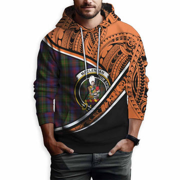 MacLennan (McLennan) Crest Tartan Hoodie with Polynesian Vibes Style - Orange Version