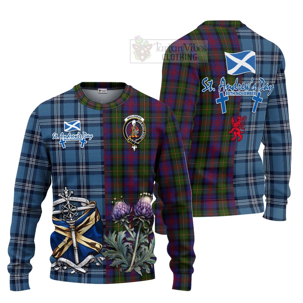 Tartan Vibes Clothing MacLennan (McLennan) Tartan Knitted Sweater Happy St. Andrew's Day Half Tartan Style