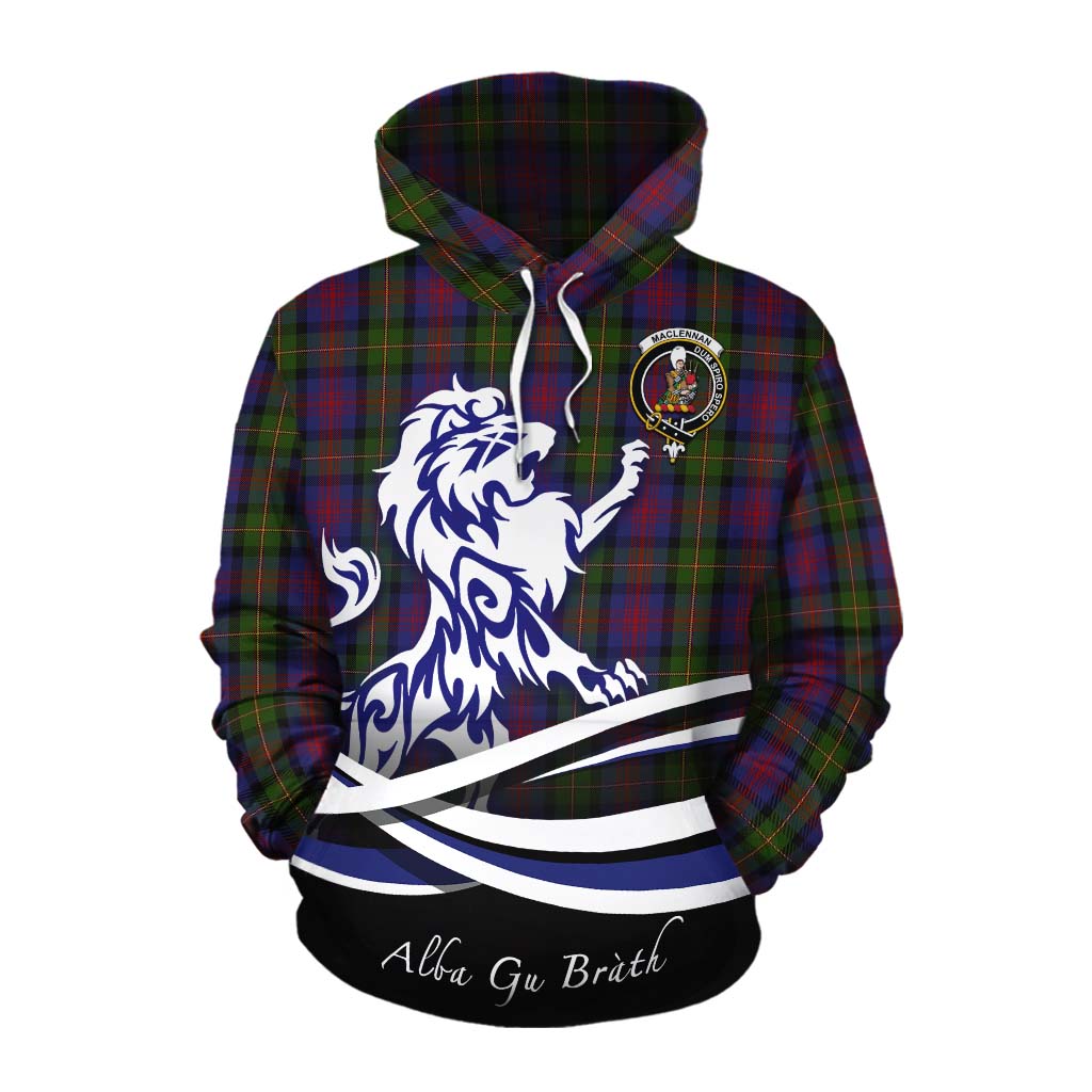 Tartan Vibes Clothing MacLennan (McLennan) Tartan Cotton Hoodie with Alba Gu Brath Regal Lion Emblem