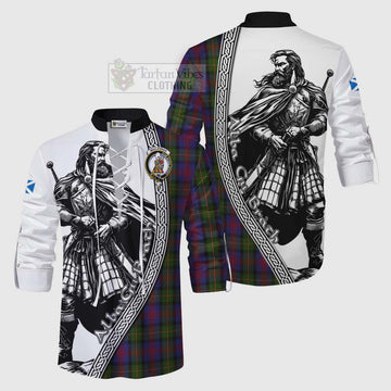 MacLennan (McLennan) Tartan Clan Crest Ghillie Kilt Shirt with Highlander Warrior Celtic Style