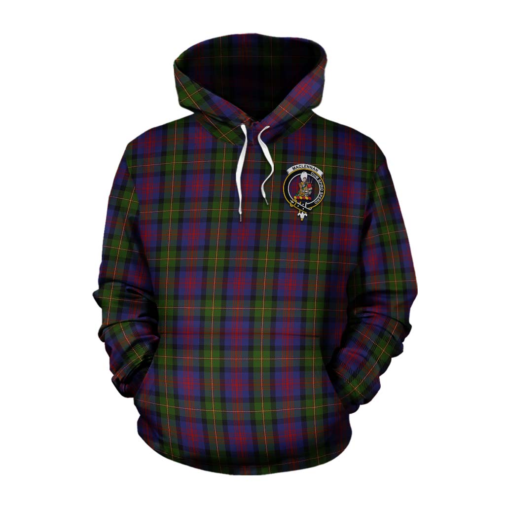 Tartan Vibes Clothing MacLennan (McLennan) Tartan Cotton Hoodie with Family Crest and Bearded Skull Holding Bottles of Whiskey