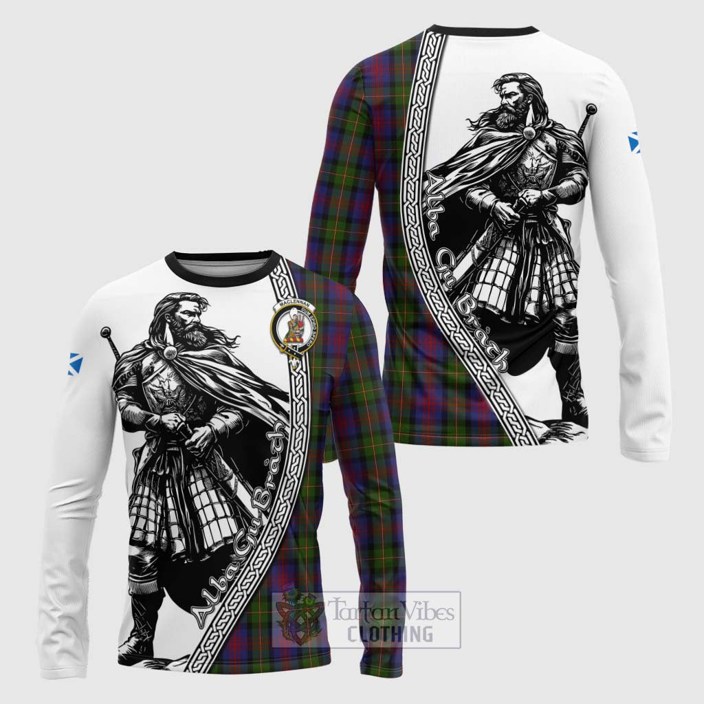 Tartan Vibes Clothing MacLennan (McLennan) Tartan Clan Crest Long Sleeve T-Shirt with Highlander Warrior Celtic Style