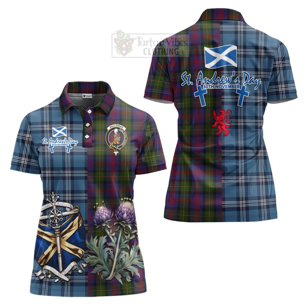 Tartan Vibes Clothing MacLennan (McLennan) Tartan Women's Polo Shirt Happy St. Andrew's Day Half Tartan Style