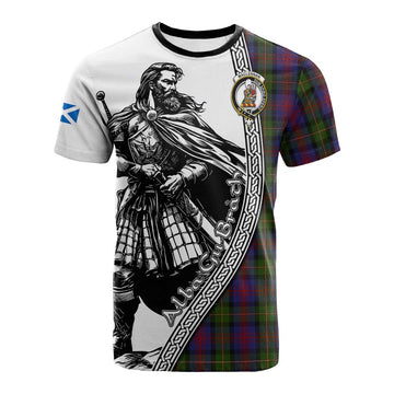 MacLennan (McLennan) Tartan Clan Crest Cotton T-shirt with Highlander Warrior Celtic Style