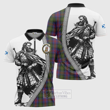 MacLennan (McLennan) Tartan Clan Crest Zipper Polo Shirt with Highlander Warrior Celtic Style