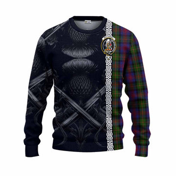 MacLennan (McLennan) Tartan Knitted Sweater with Family Crest Cross Sword Thistle Celtic Vibes