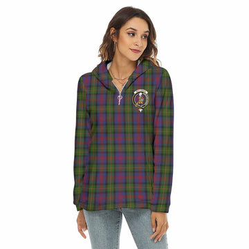 MacLennan (McLennan) Tartan Women's Borg Fleece Hoodie with Half Zip with Family Crest Female - Tartan Vibes Clothing