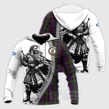 MacLennan (McLennan) Tartan Clan Crest Knitted Hoodie with Highlander Warrior Celtic Style